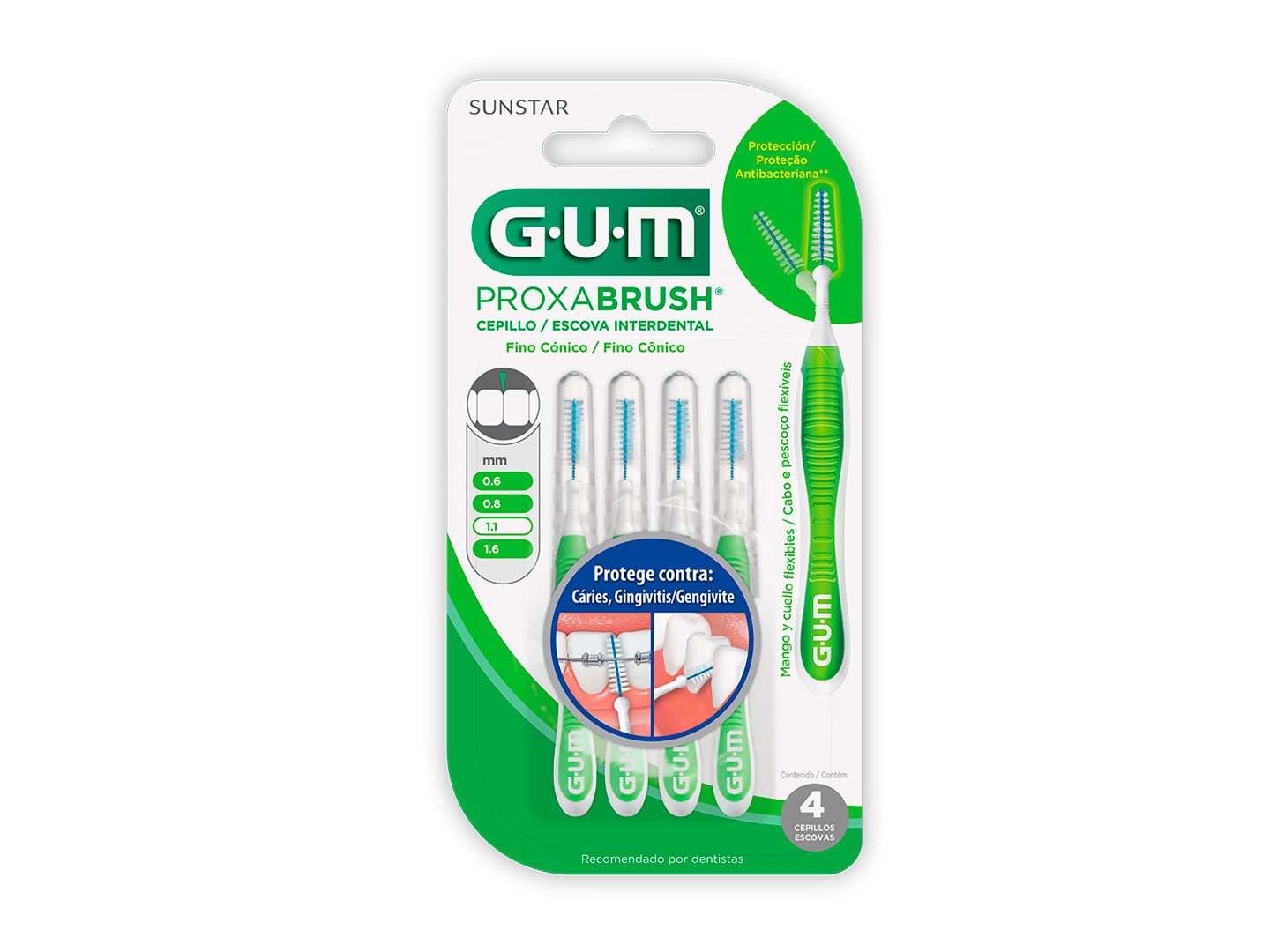 1414 PROXABRUSH CEPILLO INTERDENTAL CÓNICO 1,1MM x 4 UNIDS.