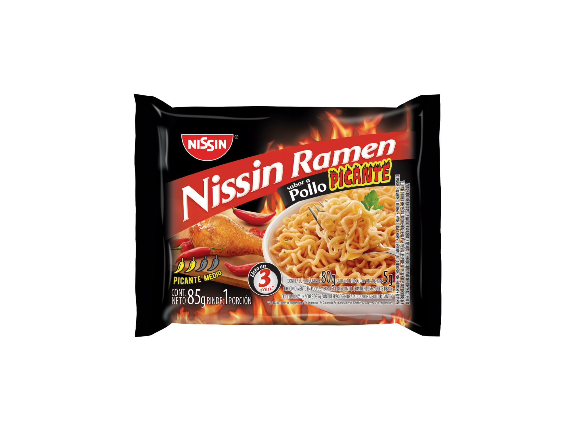 NISSIN RAMEN SABOR POLLO PICANTE 85G