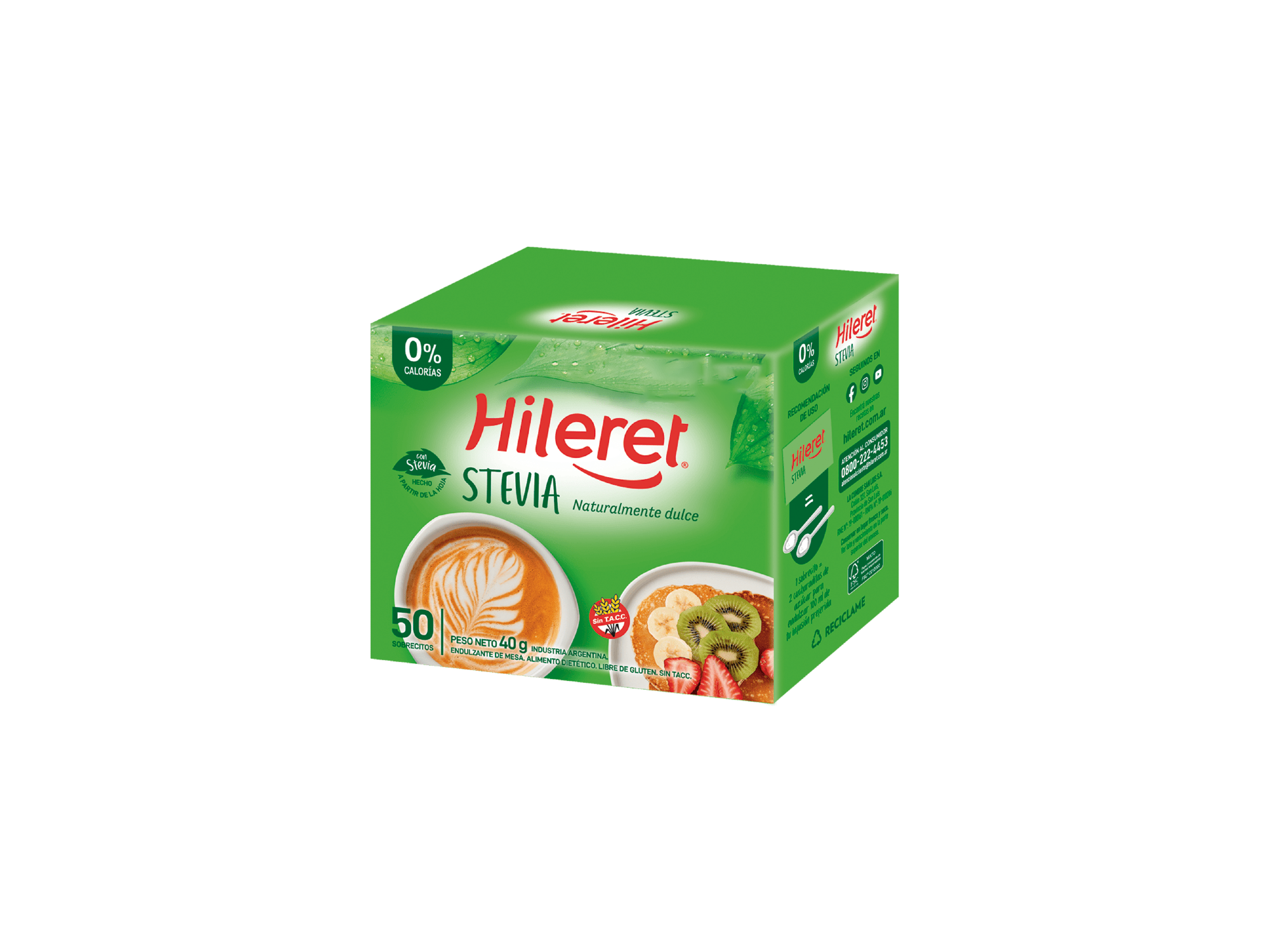 EDULCORANTE STEVIA HILERET POLVO X 50 SOBRES 40 G