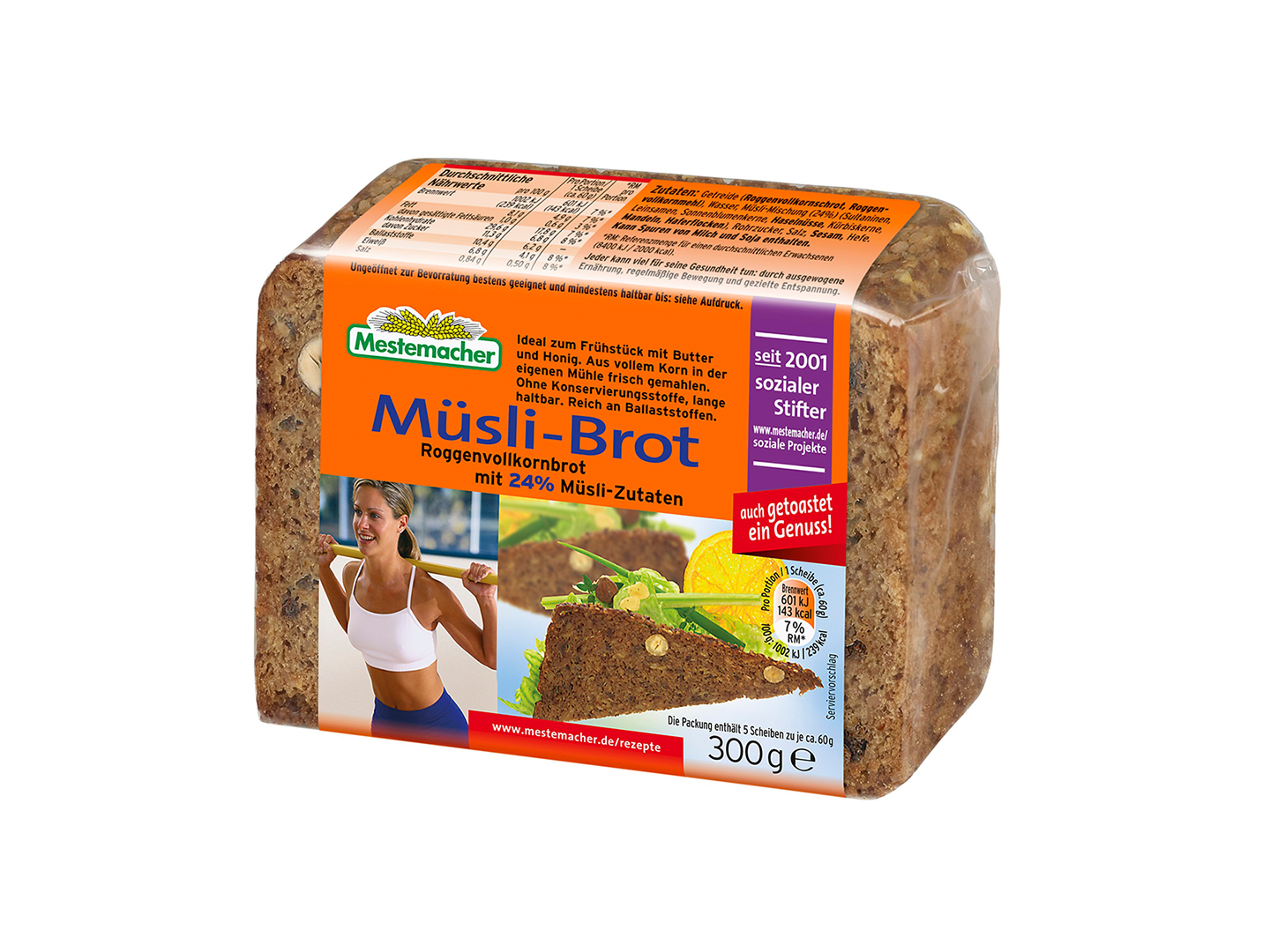 PAN INTEGRAL MESTEMACHER DE CEREALES CON MUSLI 300 G
