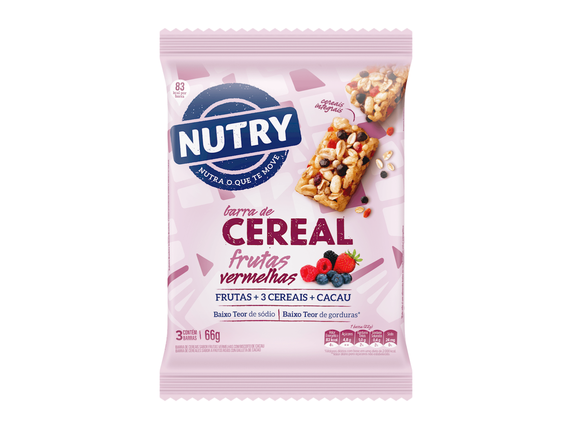 NUTRY CEREAL C/FRUTOS ROJOS Y CHOCOLATE X 3 22 G