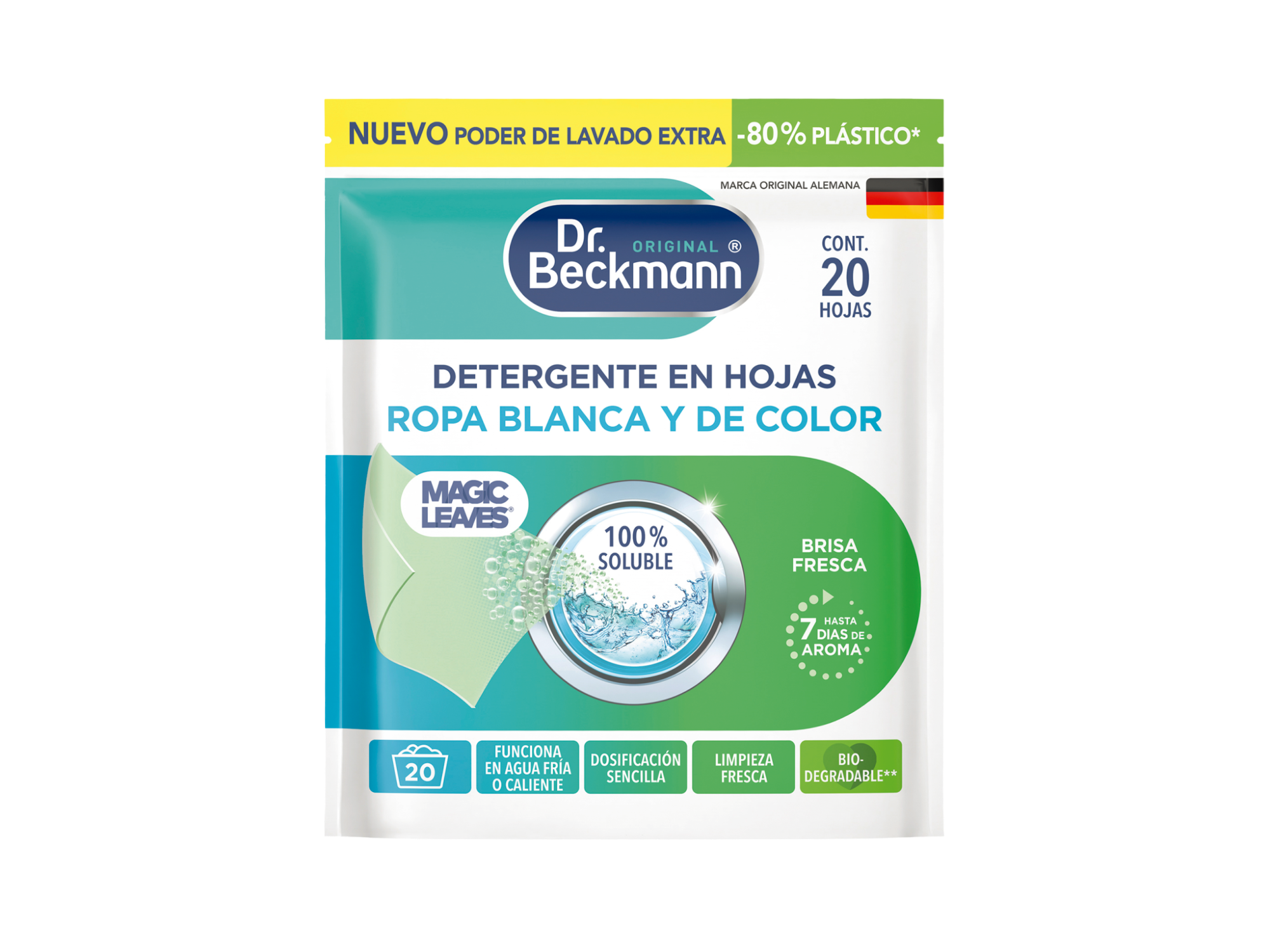 DR.BECKMANN DETERGENTE EN LÁMINAS MAGIC LEAVES X 20