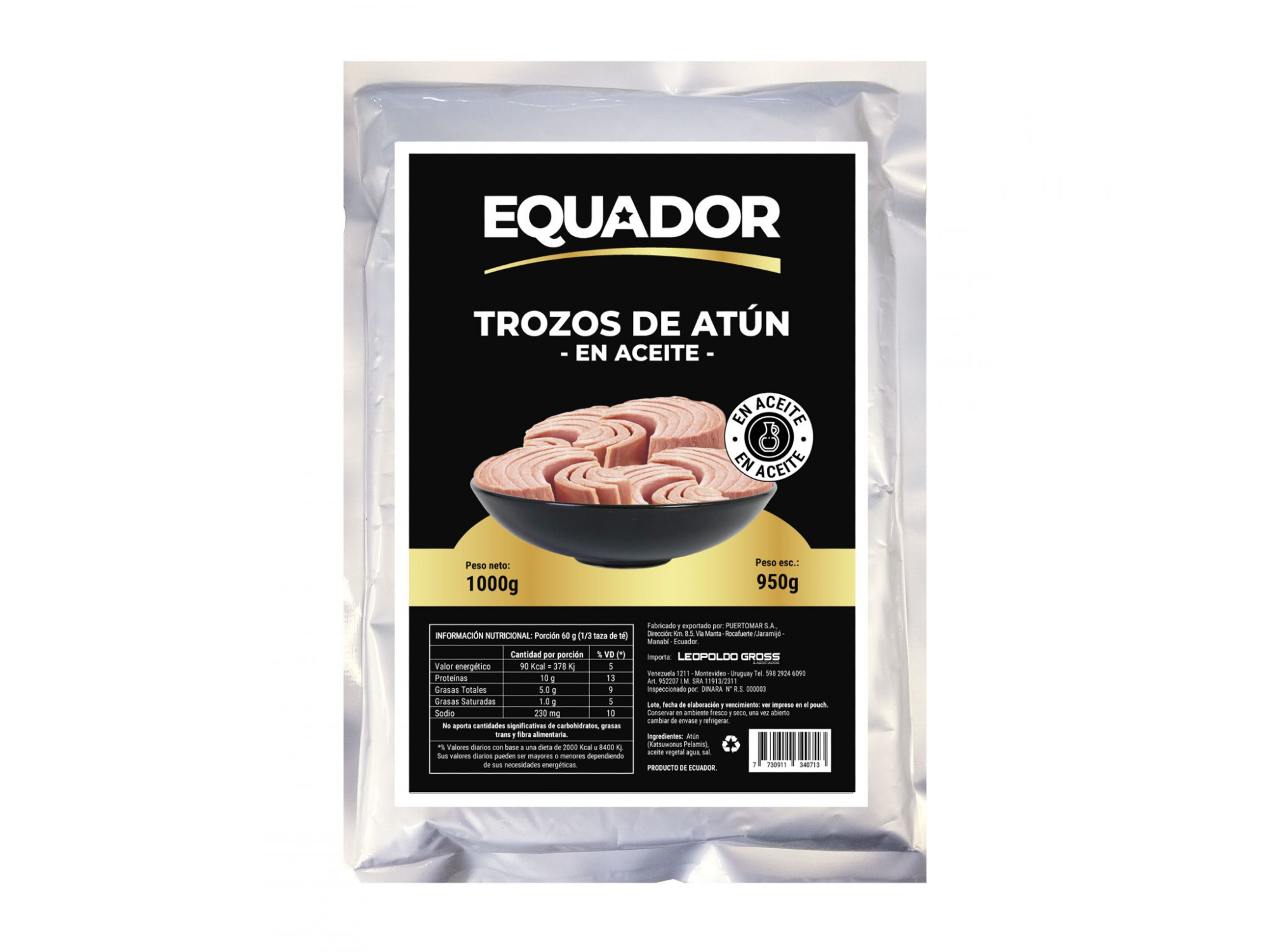 LOMITOS DE ATUN EN ACEITE EQUADOR POUCH 1 K