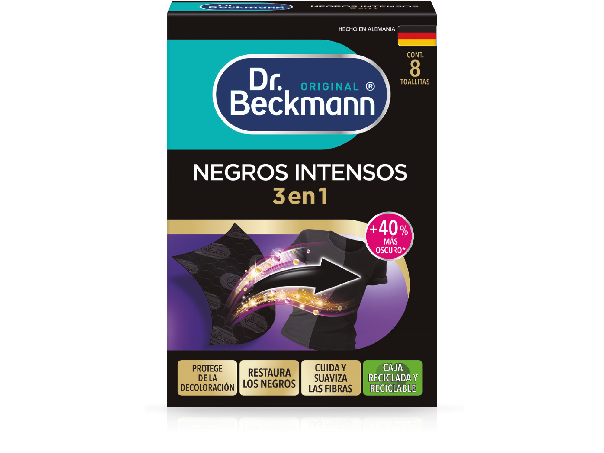 TOALLITAS NEGROS INTENSOS DR. BECKMANN X 8 UDS