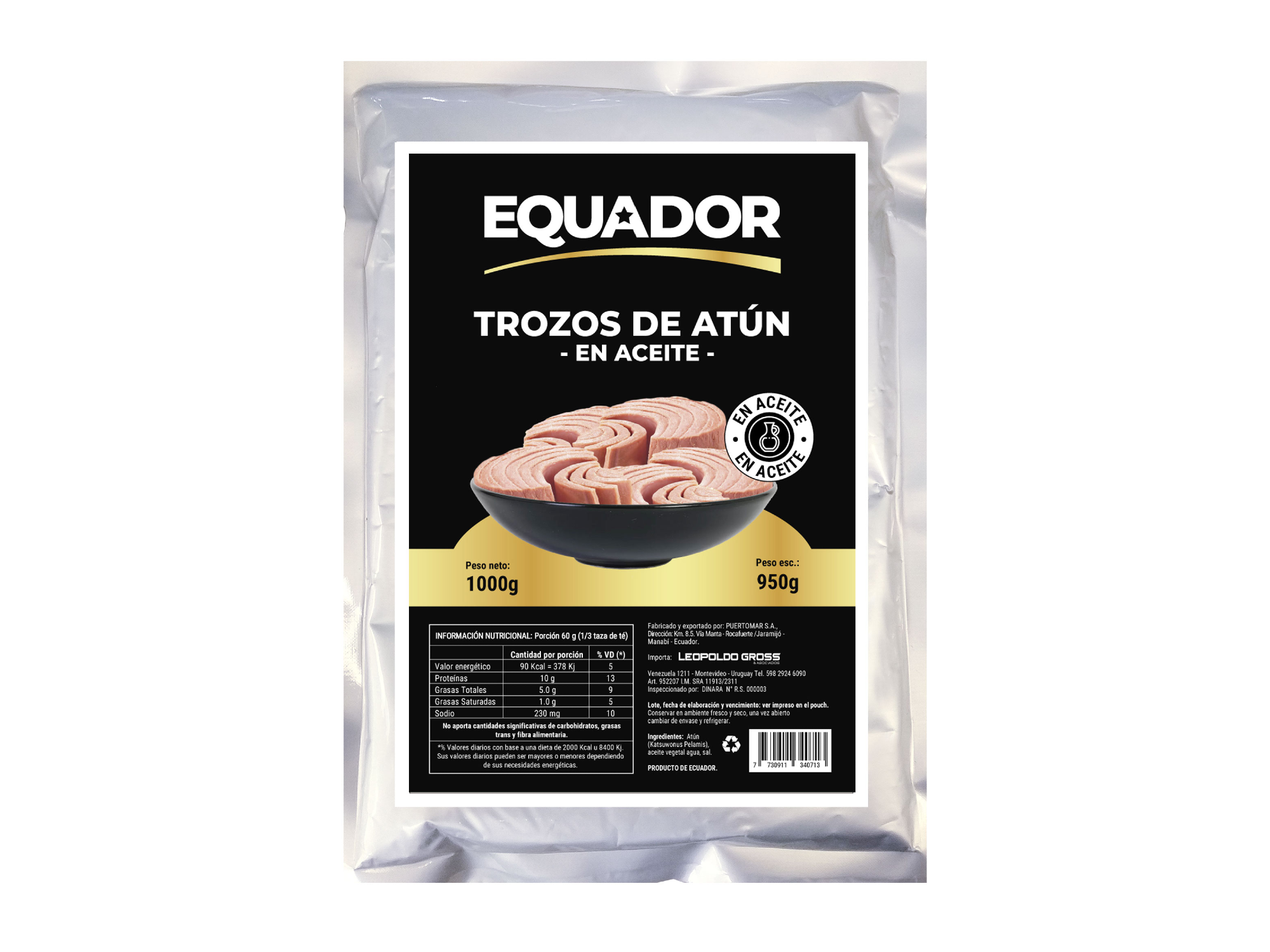 LOMITOS DE ATUN EN ACEITE EQUADOR POUCH 1 K
