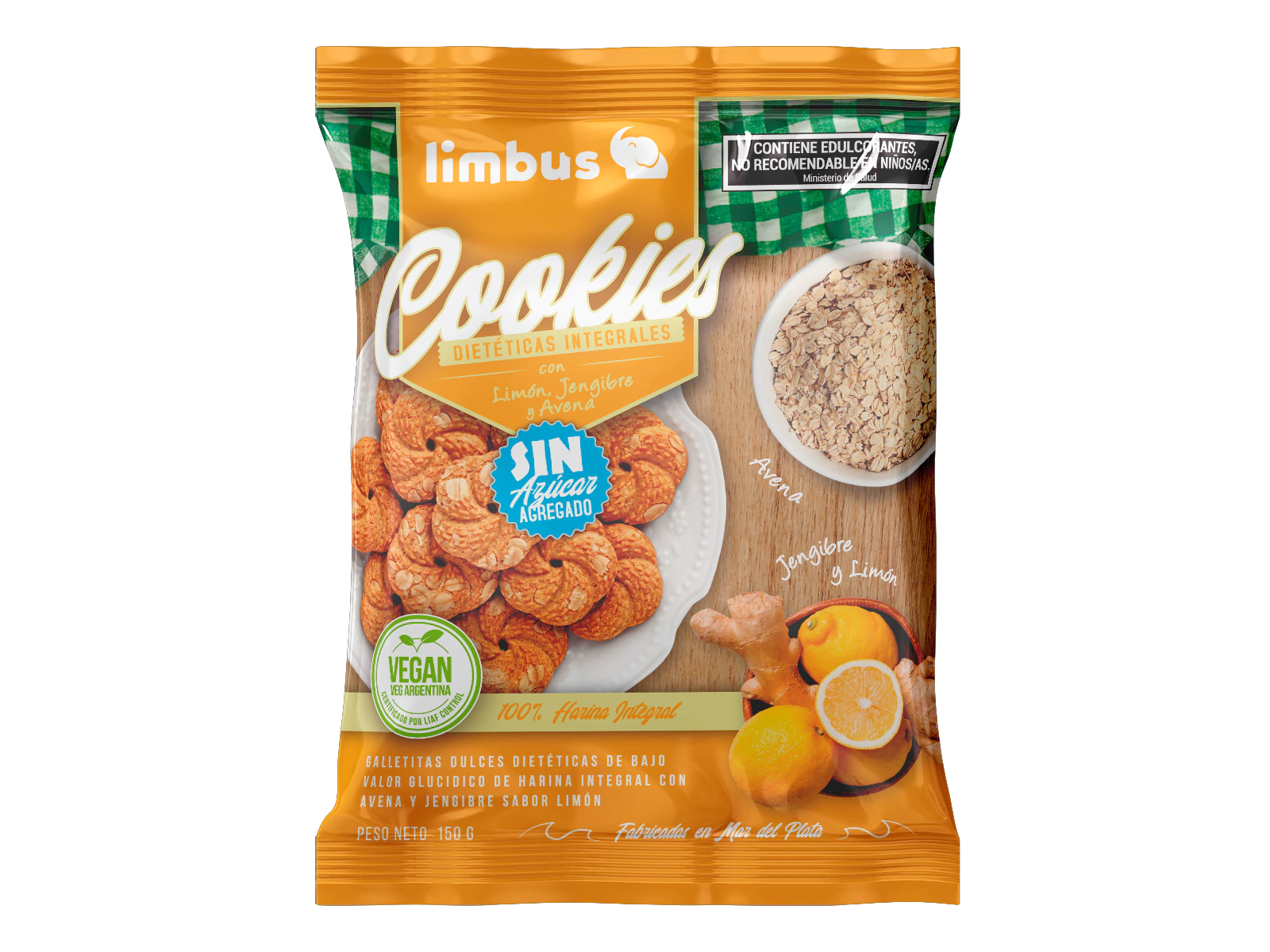 Galletas de limón y jengibre (SIN AZUCAR AGREGADA) x 150g