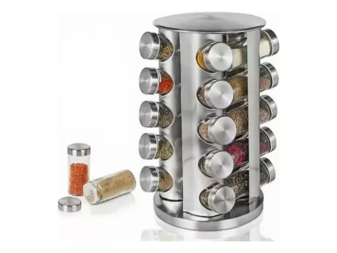 Condimenteros Especiero Giratorio Cocina 20 Frascos Color Plateado