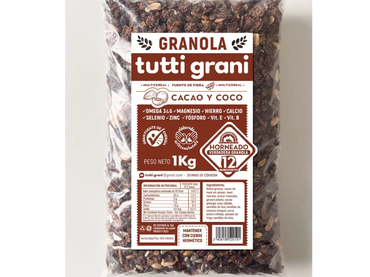 Granola cacao y coco x kilo