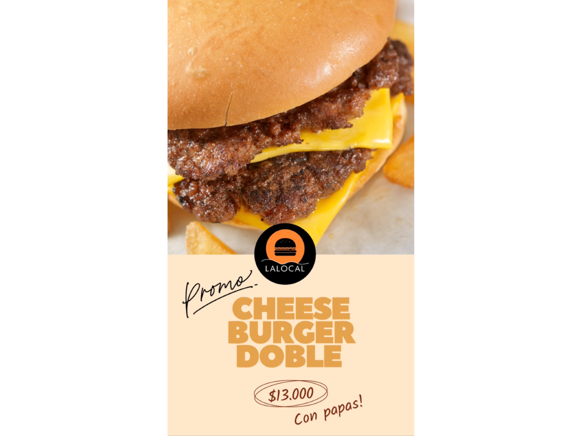 cheese burger doble con papas