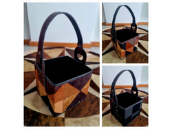 CANASTA CUERO PATCH WORK