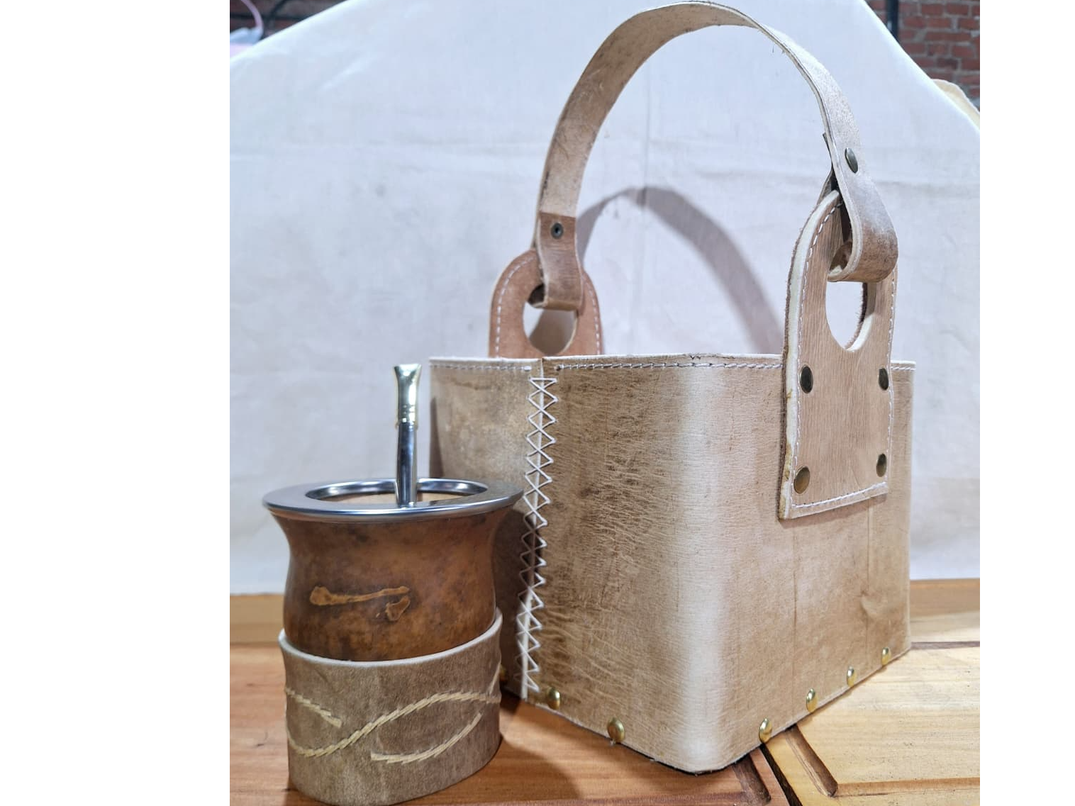 Matera cuadrada cuero crudo