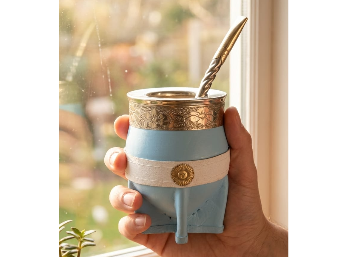 Mate  Imperial 100% Alpaca Bandera Argentina