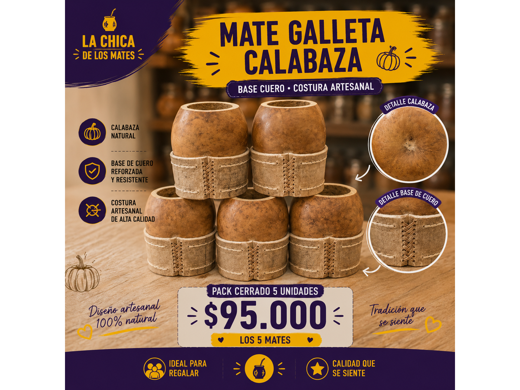 Galleta Calabaza Base Cuero Tiento