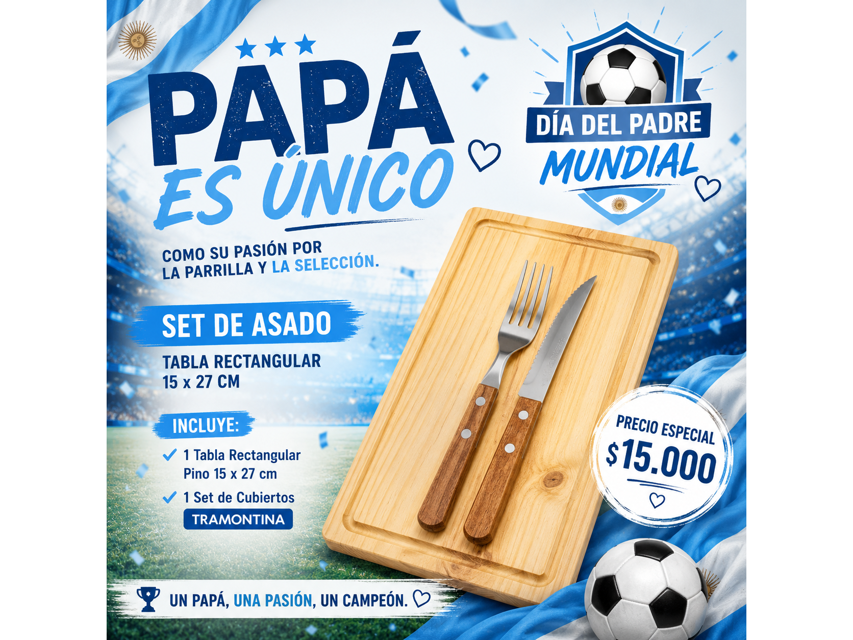 COMBO TABLA RECTANGULAR PINO 40 * 20 GRABADA