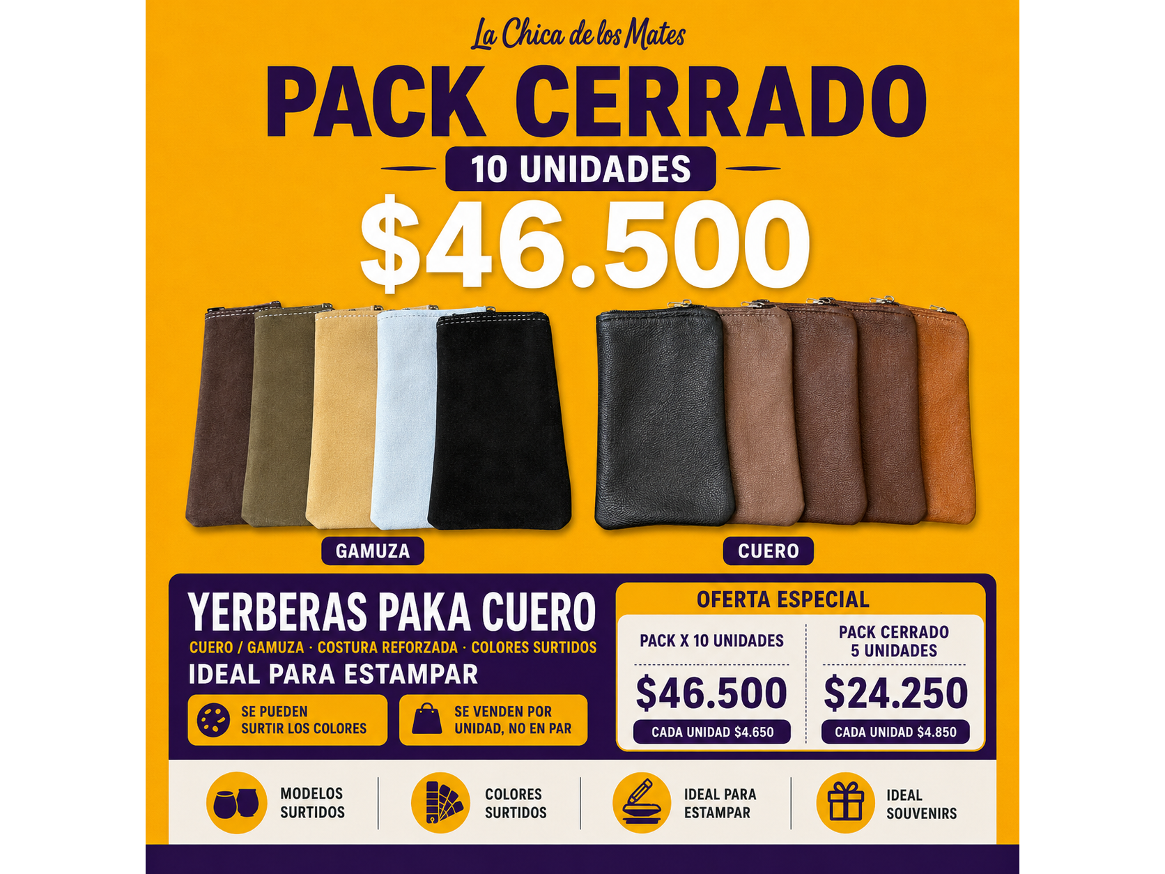PACK CERRADO DE PAKAS CUERO / GAMUZA