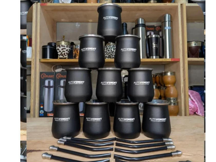 MATE ACERO + GRABADO + BOMBILLA