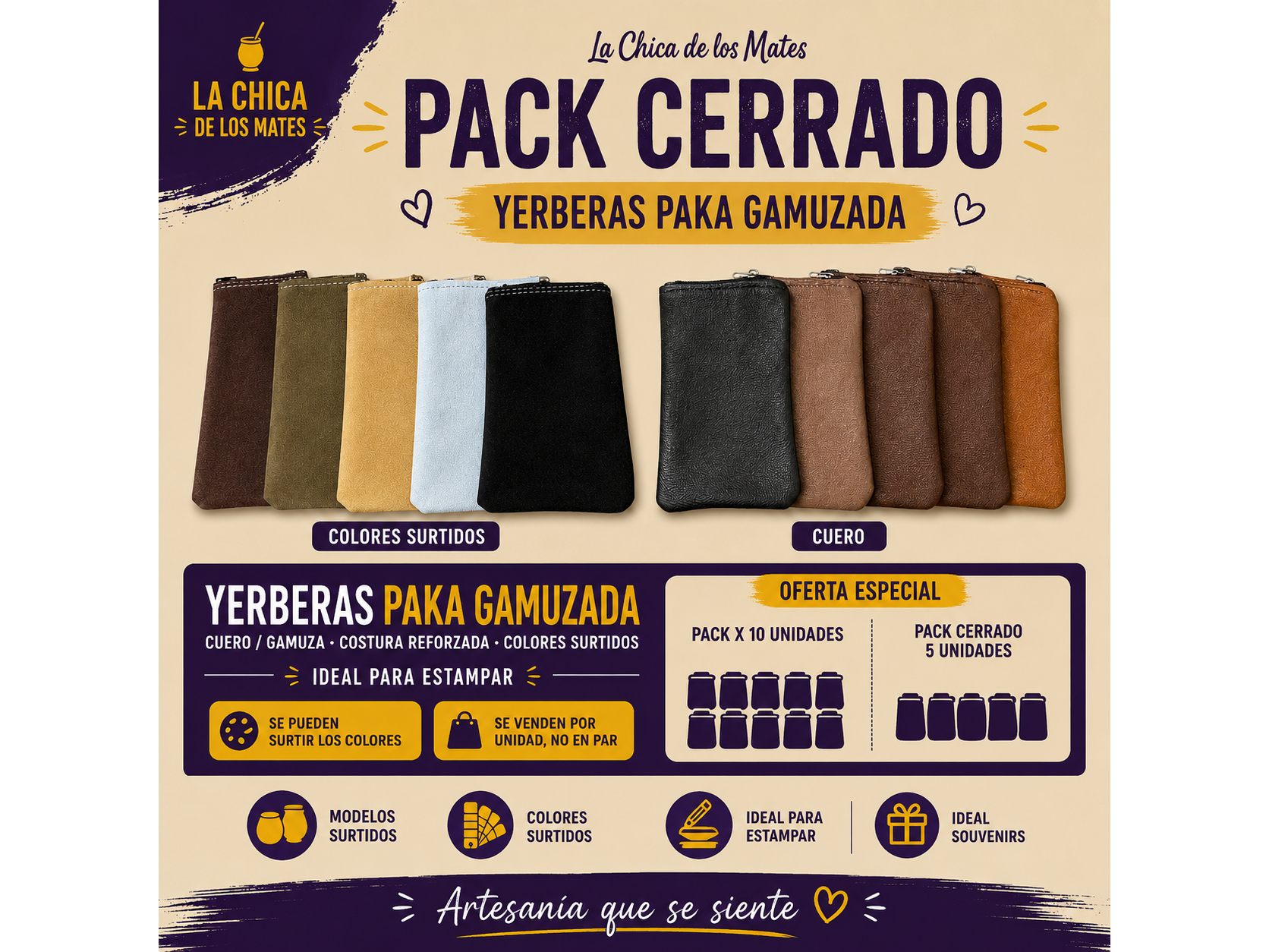 PACK CERRADO DE PAKAS CUERO / GAMUZA