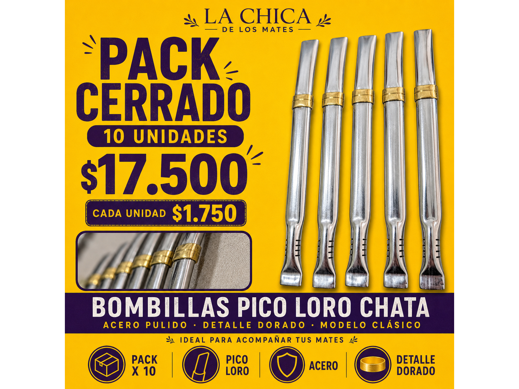 PACK CERRADO BOMBILLA CHATA
