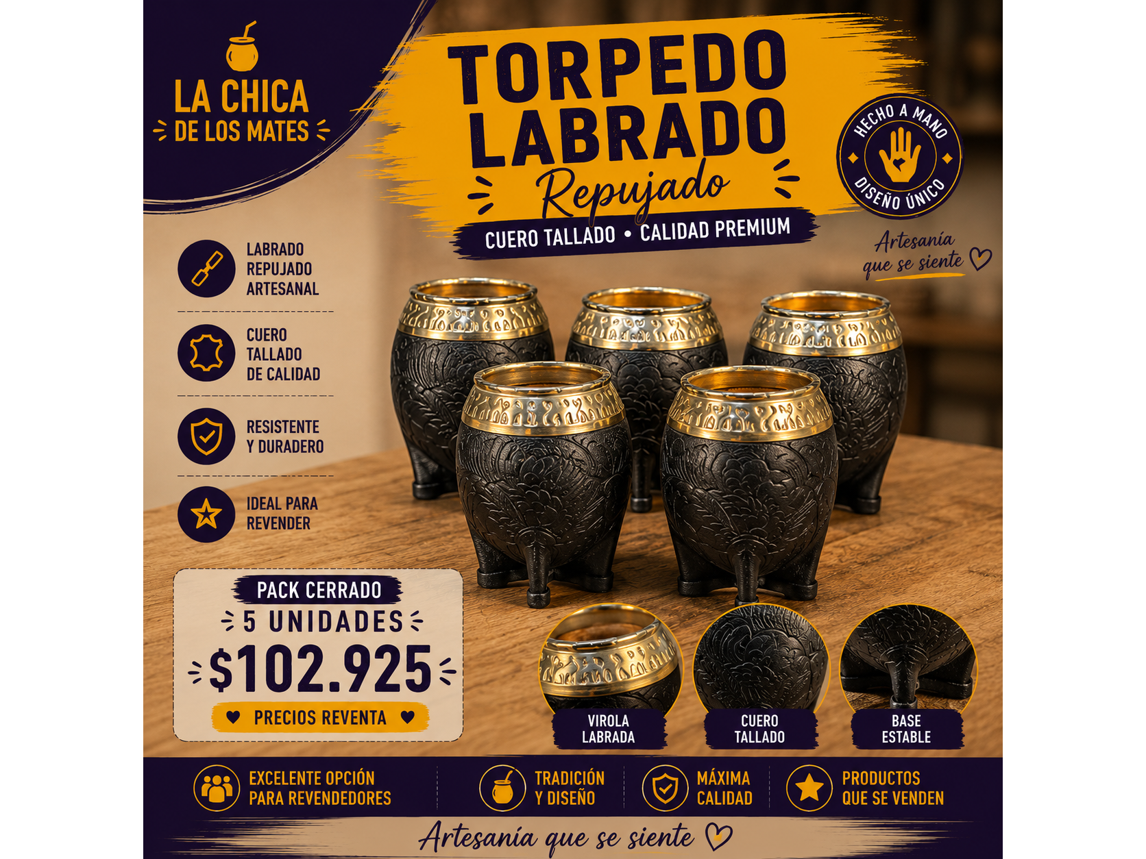 TORPEDO LABRADO CINCELADO