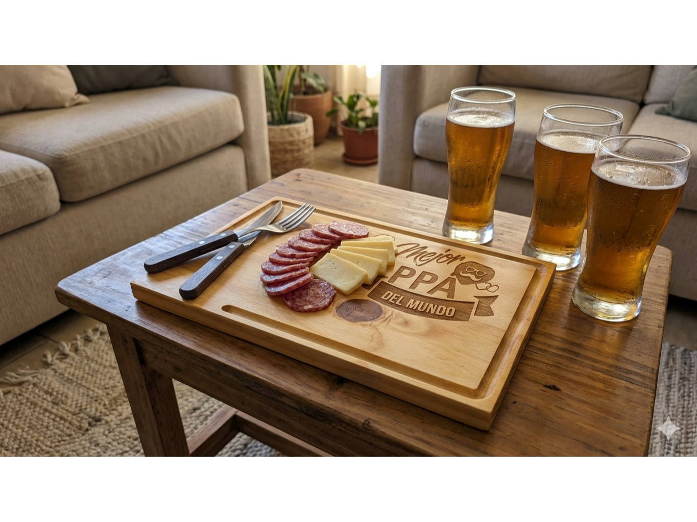 COMBO TABLA RECTANGULAR PINO 40 * 20 GRABADA