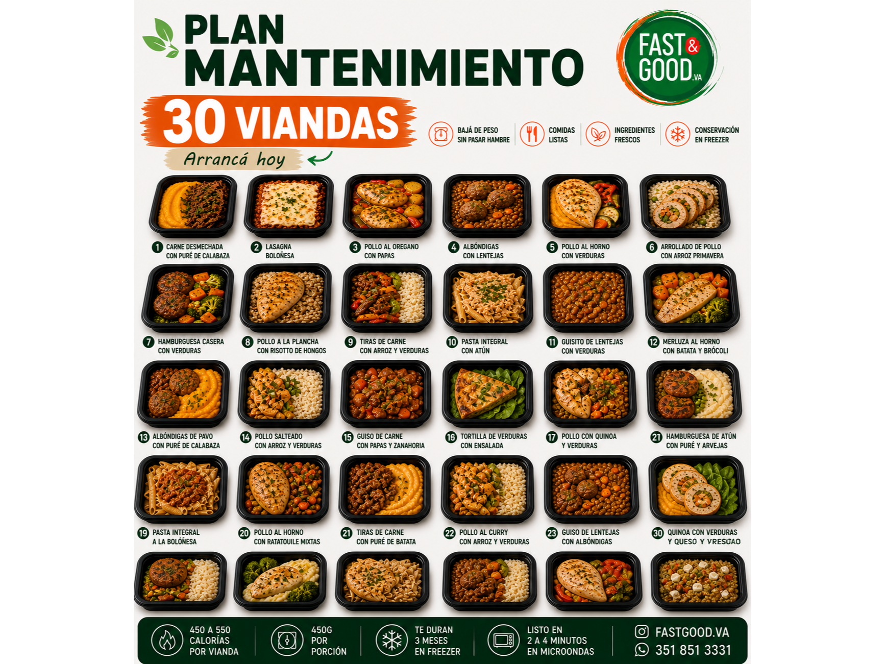 30 VIANDAS MANTENIMIENTO