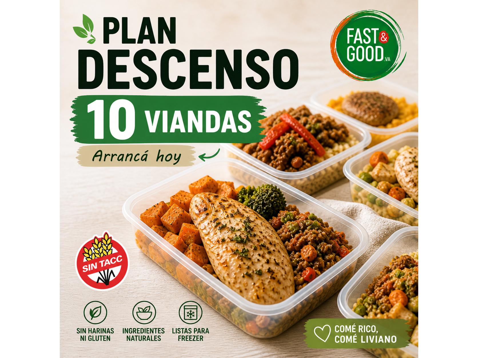 10 VIANDAS SIN GLUTEN de Fast and Good Viandas Saludables