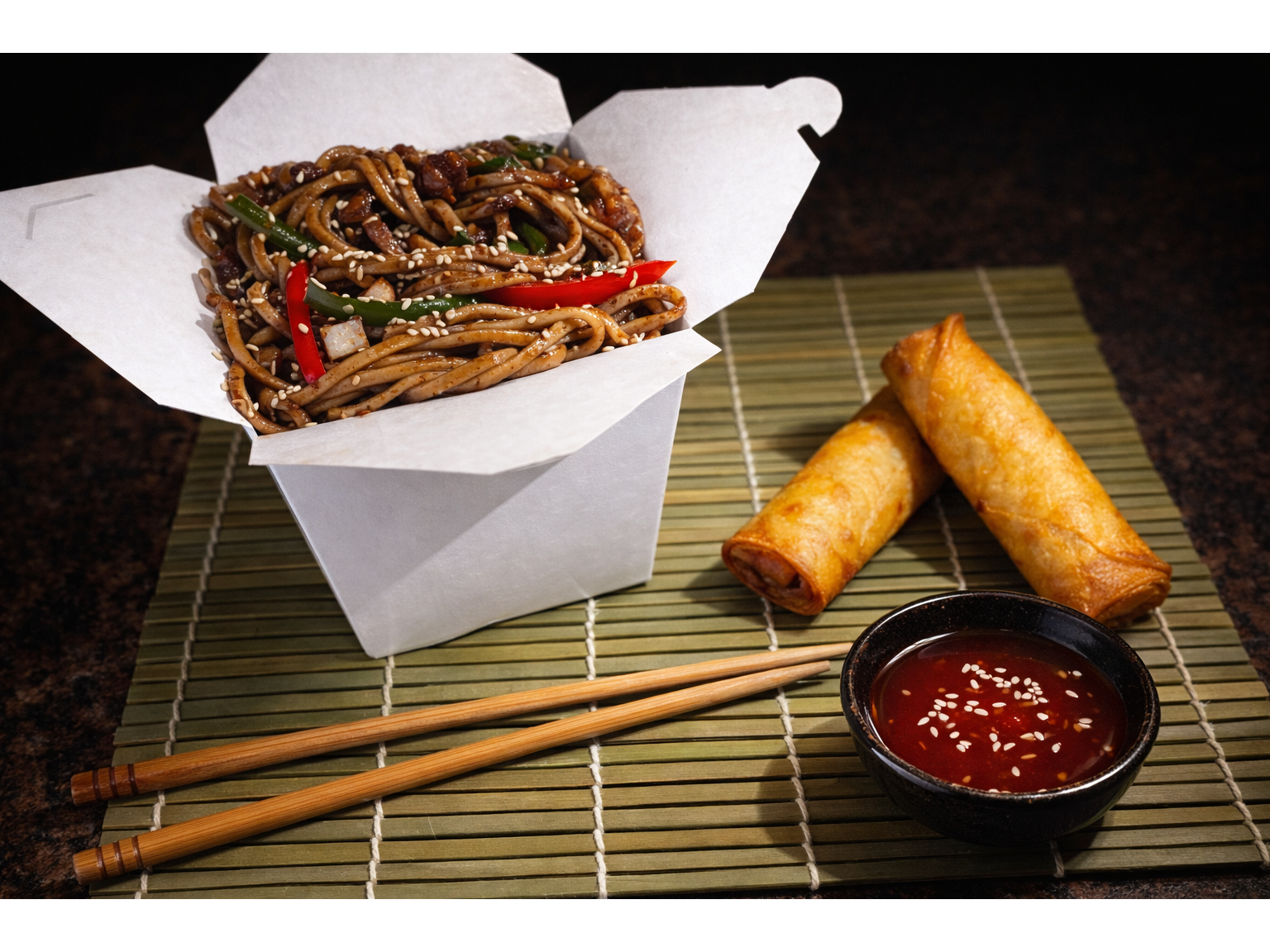 Chow mein + 2 empanaditas