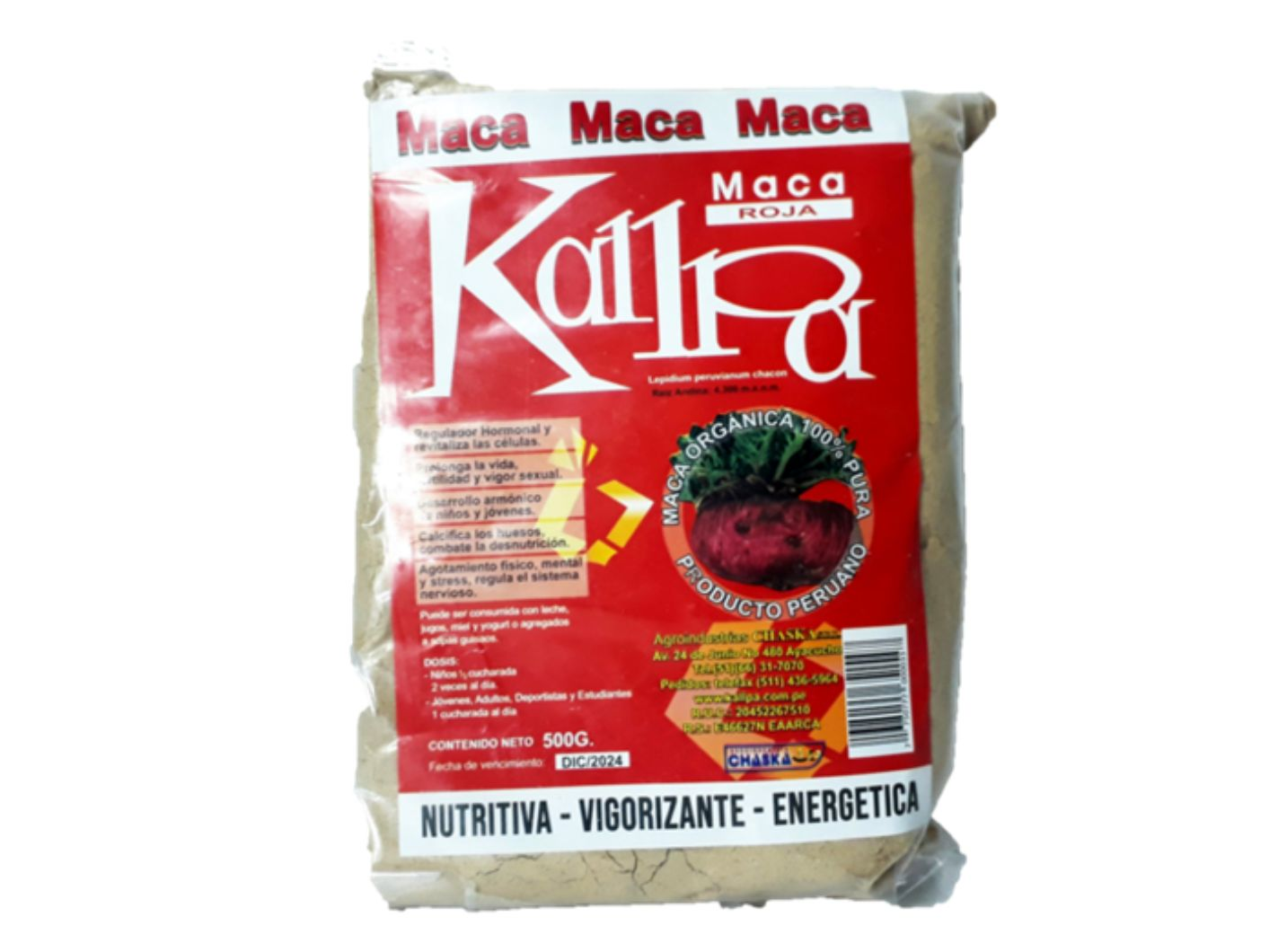 Maca roja peruana en polvo 500 grs