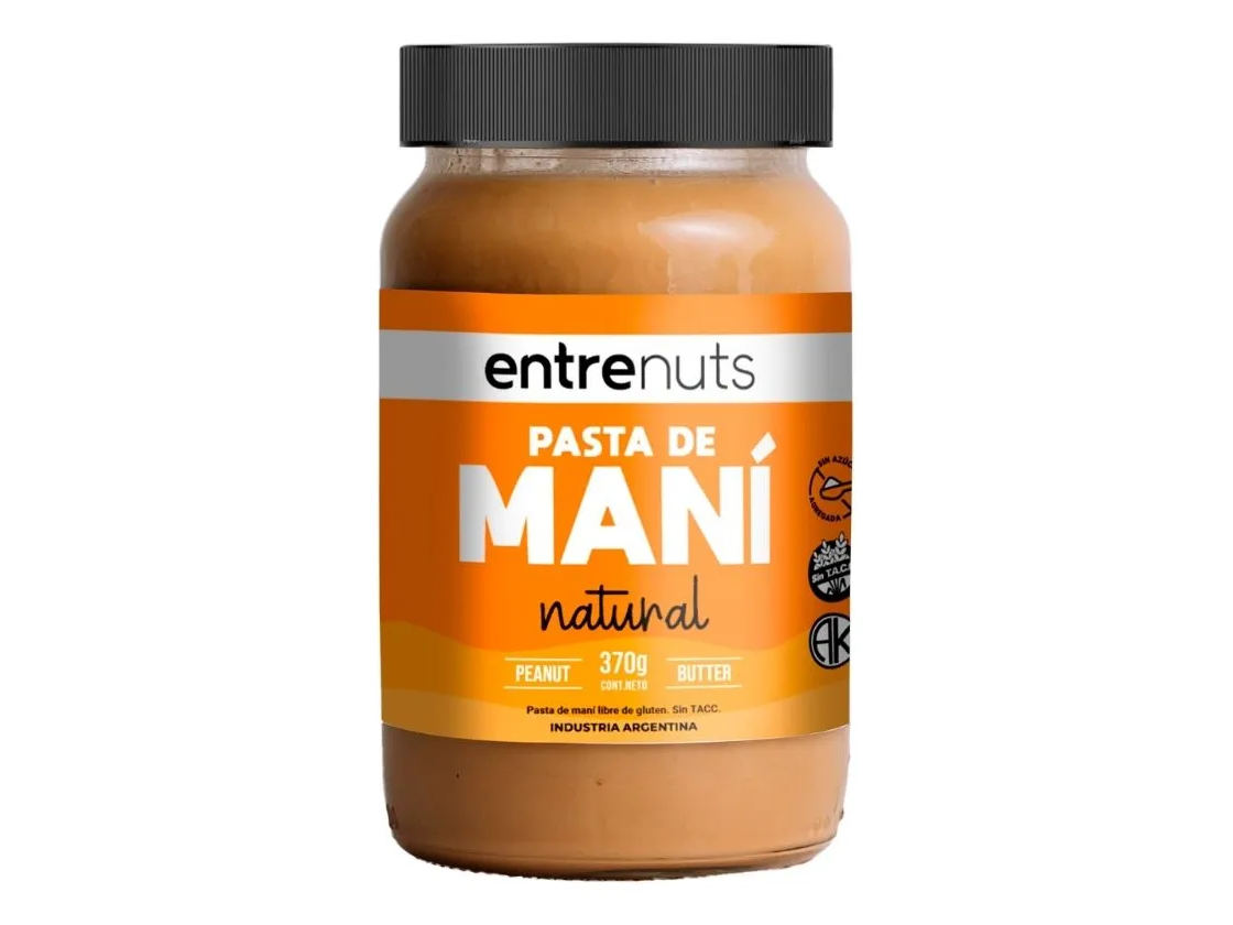 Pasta Maní Entrenuts Natural X 370 Gr - Sin Gluten Sin Tacc