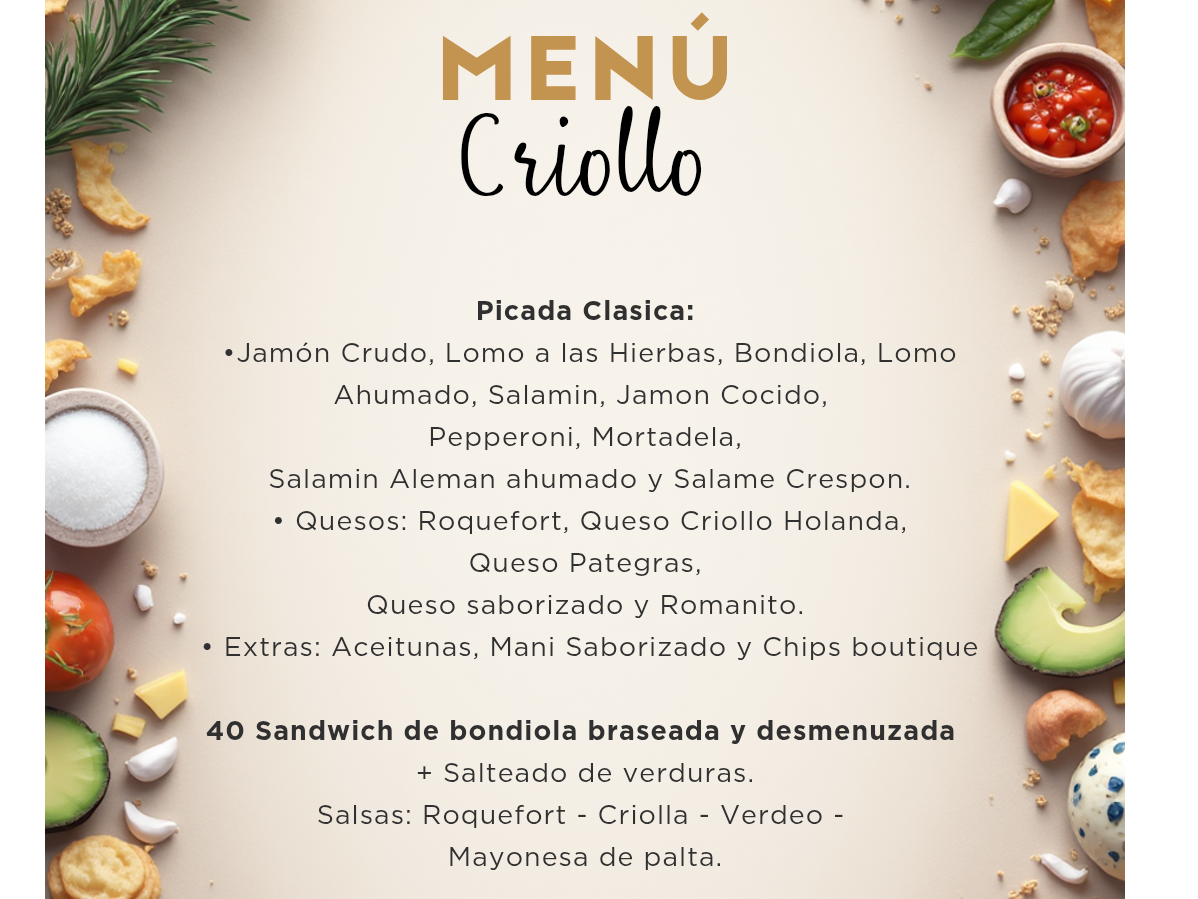 Menú para 20 personas