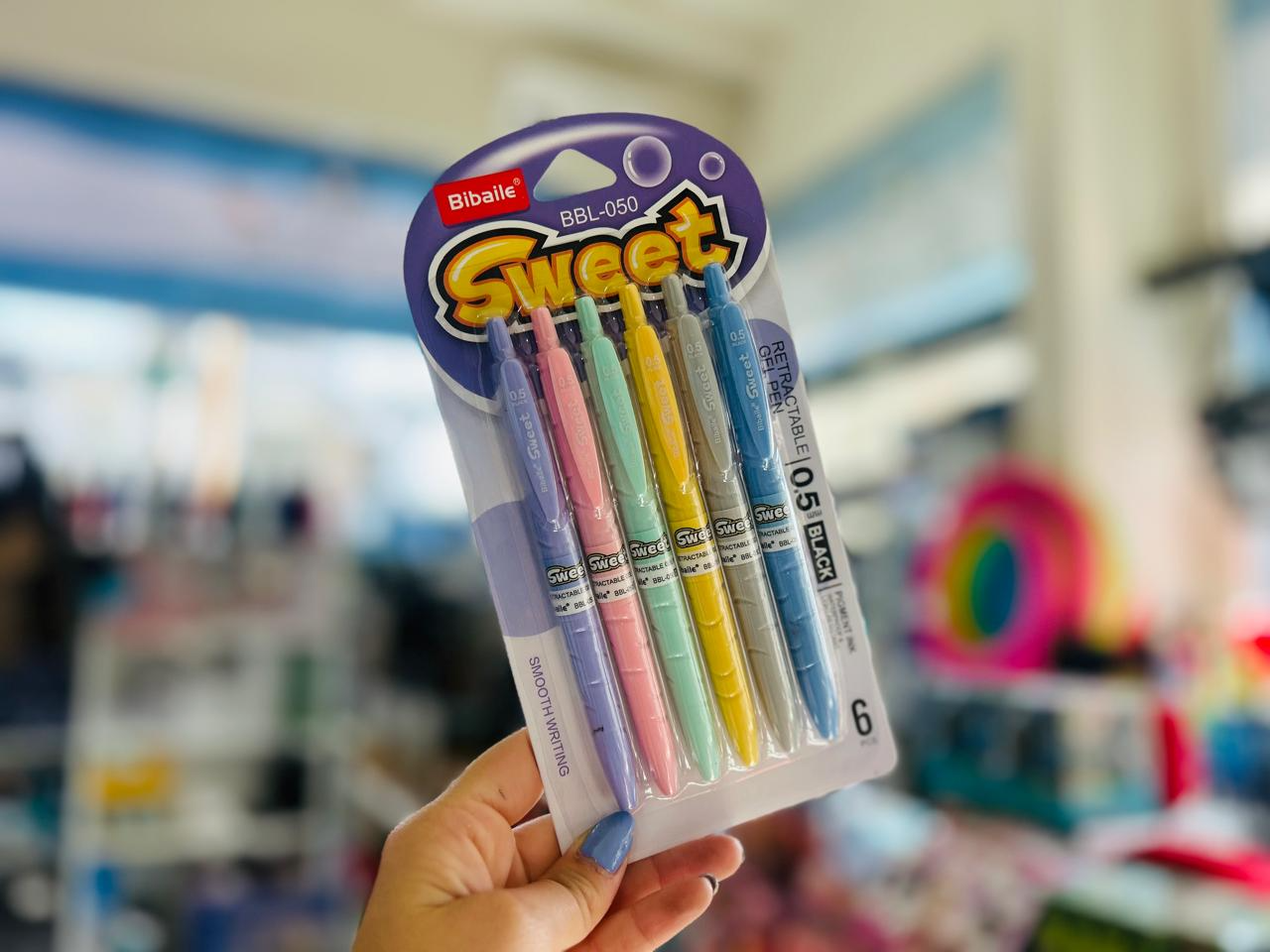 SET DE LAPICERAS X 6 COLORES PASTEL - TINTA NEGRA "SWEET" - COD.: 2564