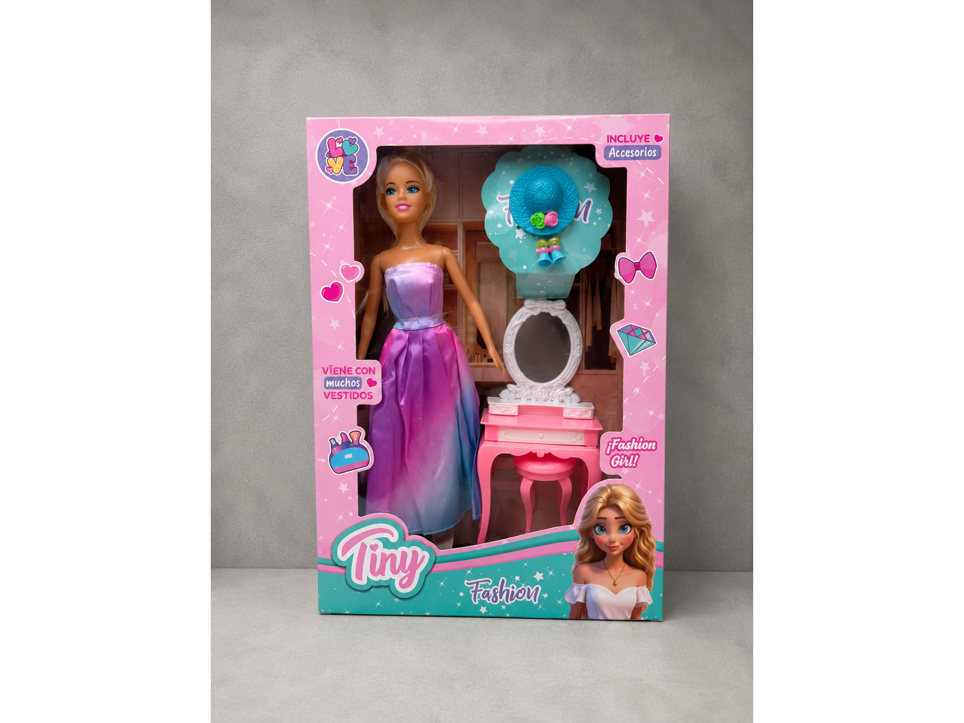 MUÑECA "TINY" FASHION CON TOCADOR COD-2963