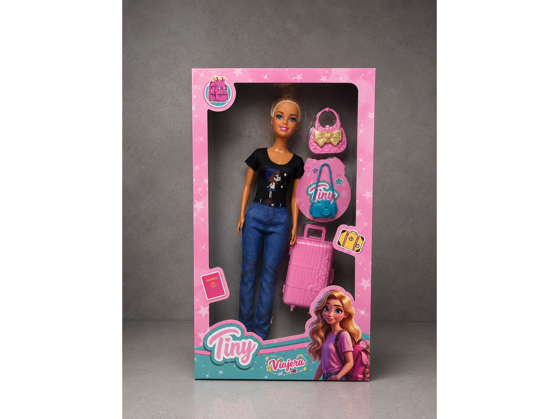 MUÑECA "TINY" VIAJERA CON ACCESORIOS COD-2961