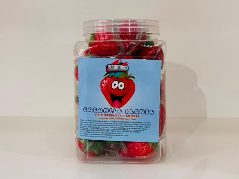 TARRO DE GOMITAS BLANDAS "FRUTILLAS" X 30unid - COD.: 2111