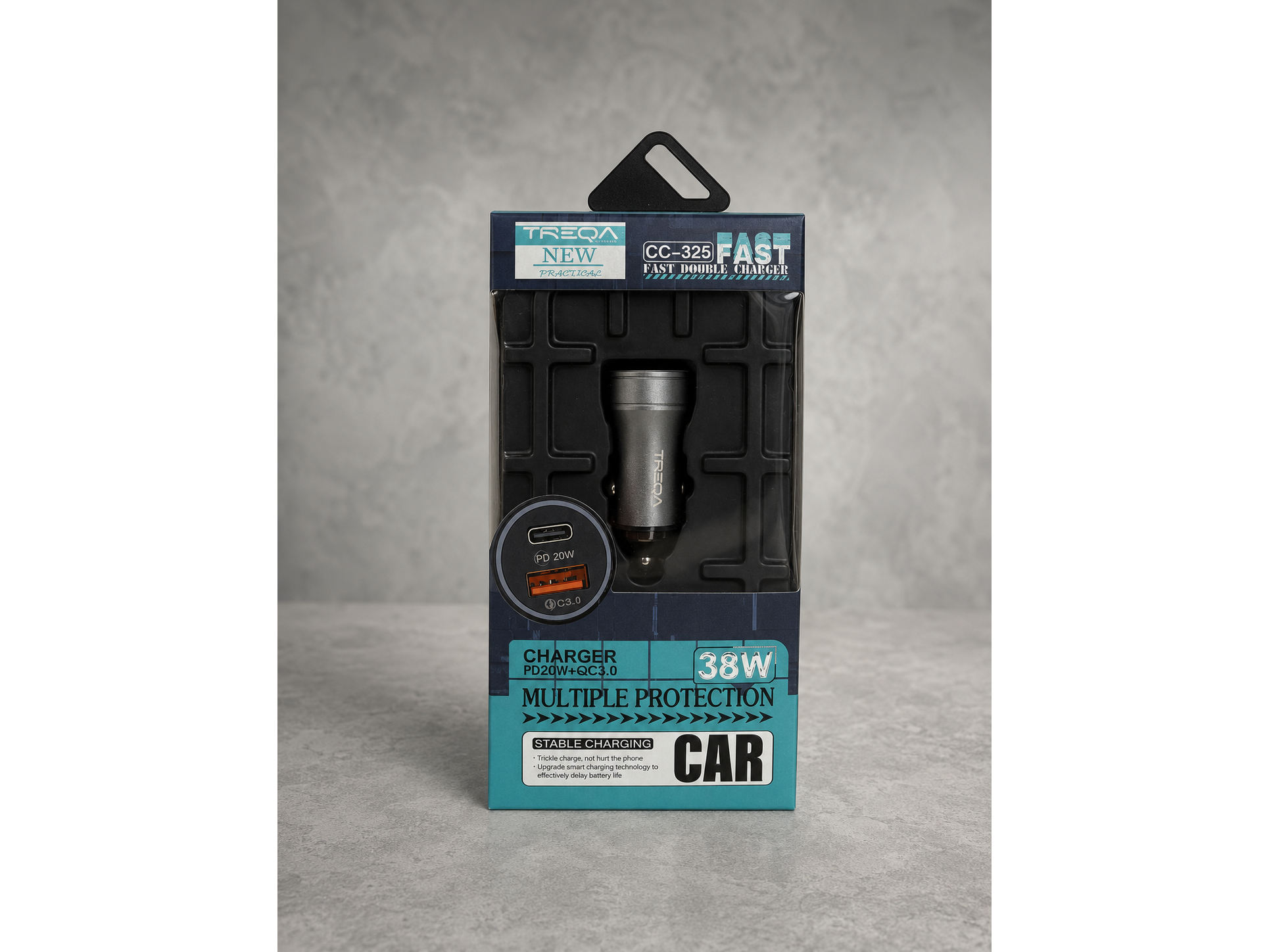 CARGADOR PARA AUTO "TREQUA" CC-325 38W  - COD.: 1454
