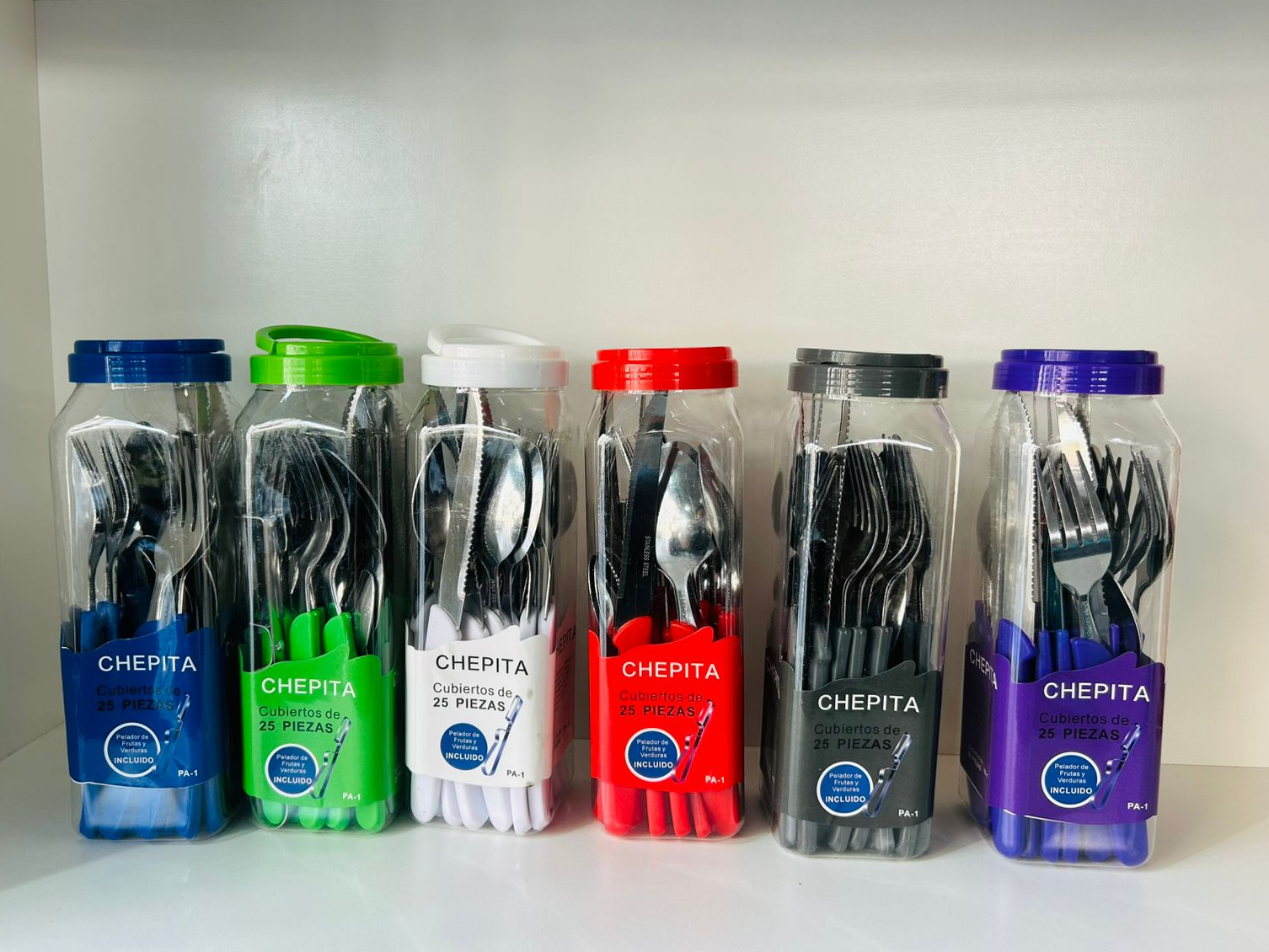 JUEGO DE CUBIERTOS EN FRASCO PLASTICO 25 PIEZAS "CHEPITA" - COD.: 2041