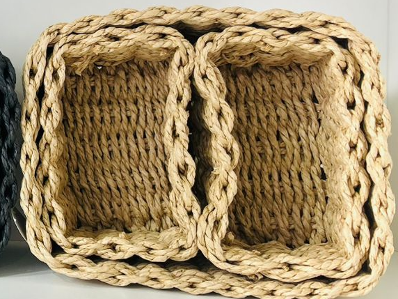 SET DE CANASTOS DE MIMBRE COLOR MARRON Y BICOLOR "F1340"-"F1335"- COD.: 2650