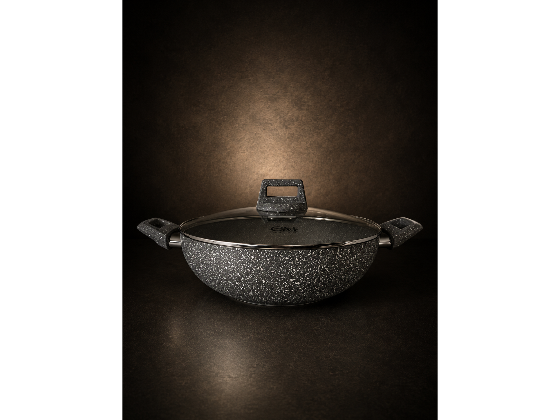 SARTEN DE ALUMINIO CON ASAS Y TAPA DE VIDRIO GRIS   COD -2817