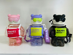 BOTELLA OSO FACHERO "HAPPY" ET385 PLASTICA PICO DE SILICONA - COD.: 2064