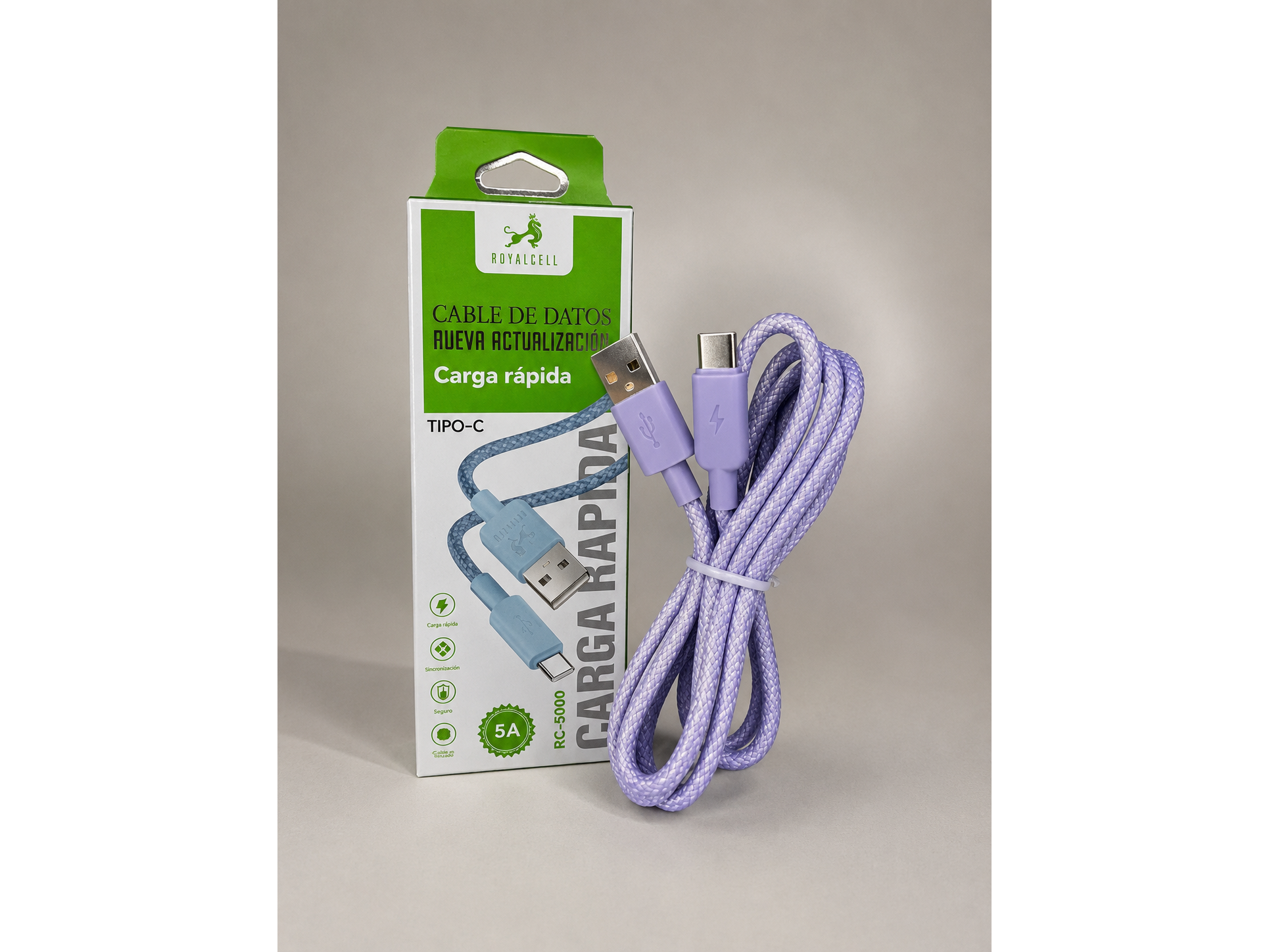 CABLE USB-C "ROYAL CELL" 5A. - COD.: 1129 de El Pirata VCP - Polirrubro
