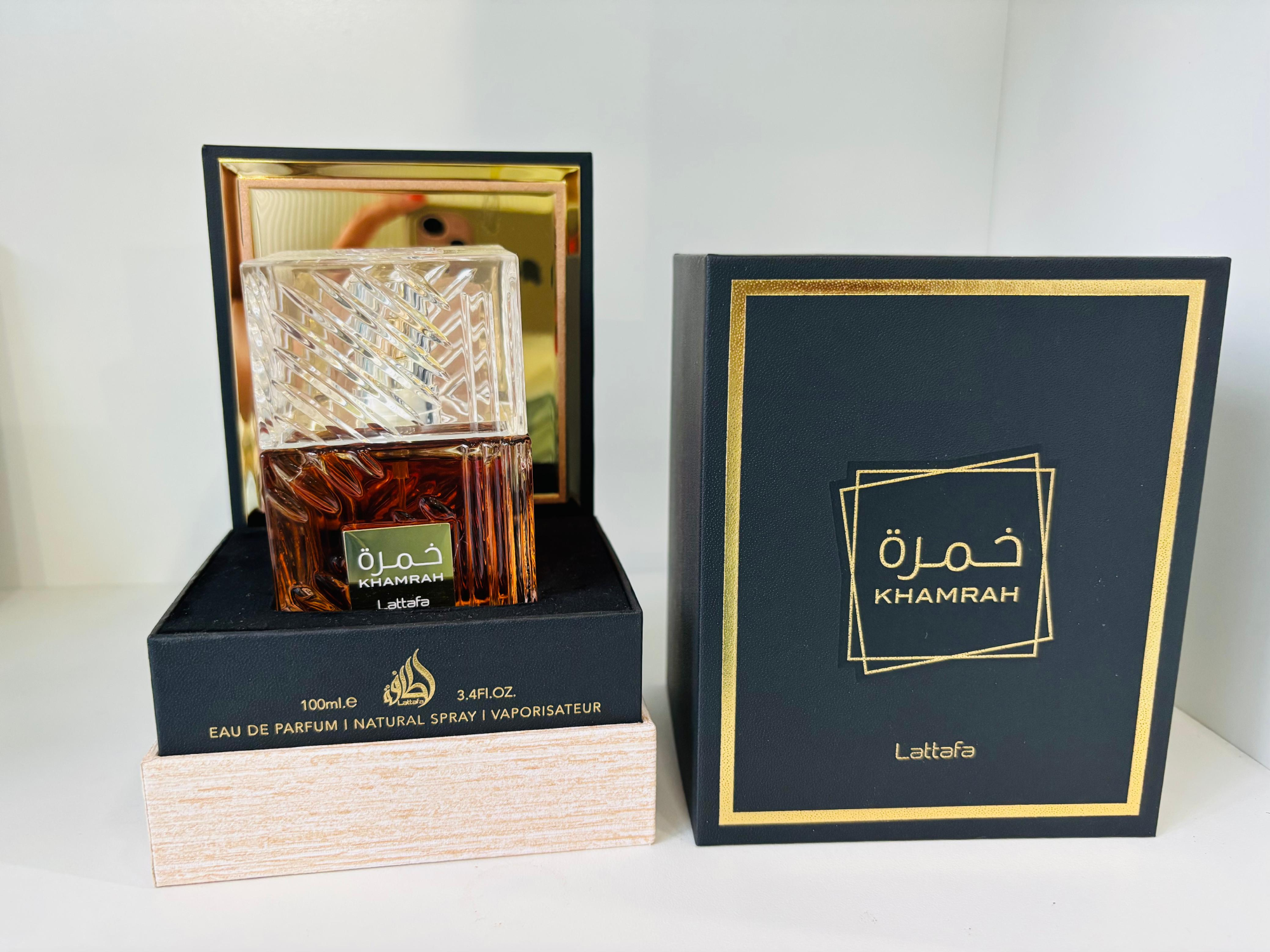 PERFUME "KHAMRAH" LATTAFA CAJA NEGRA CON ESPEJO - COD.: 1425