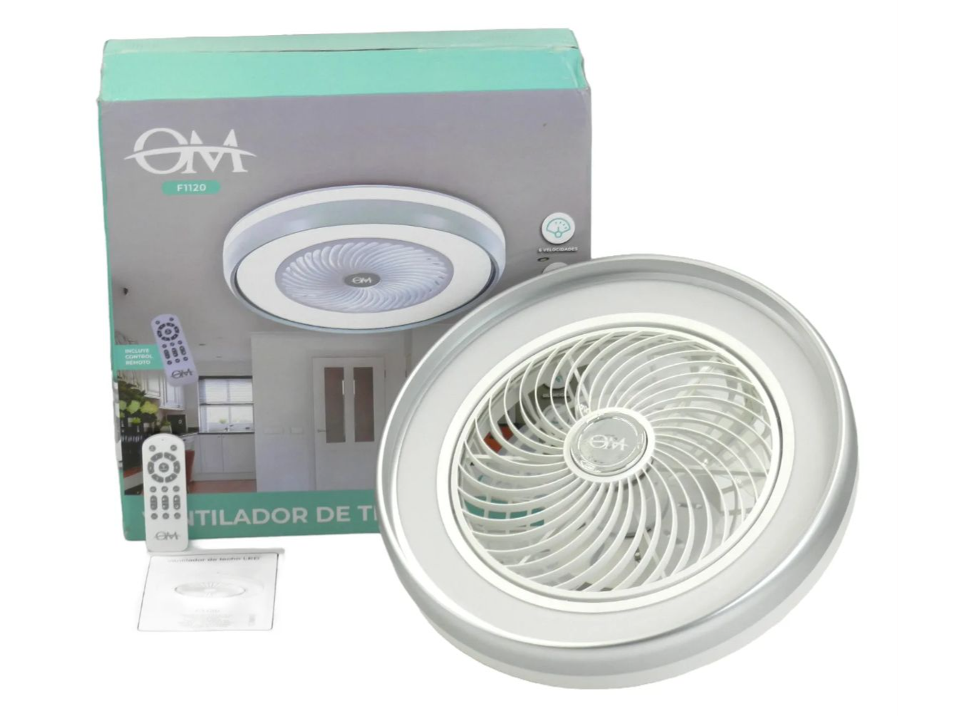 VENTILADOR DE TECHO CON LUZ "OM" F1120 CON CONTROL - COD.: 2537