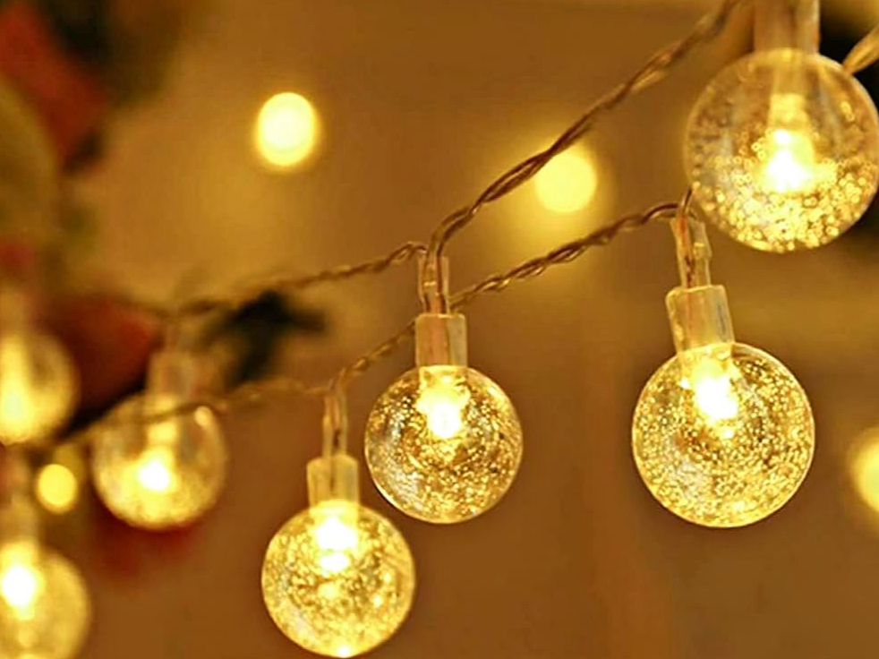 TIRA DE LUCES NAVIDEÑA "ESFERAS CRISTAL" LUZ CALIDA 3mts.  - COD.:2199