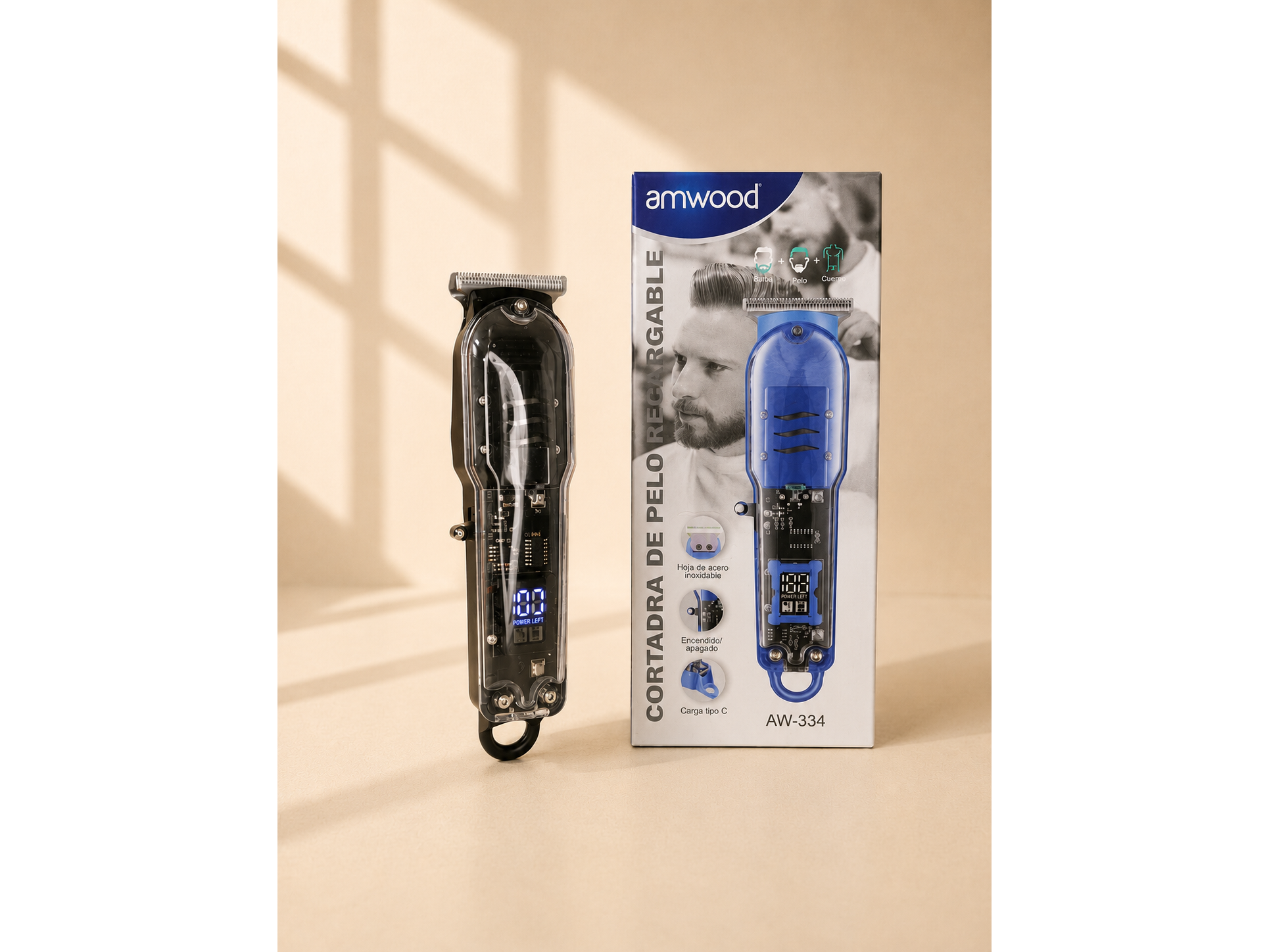 CORTADORA DE PELO TRANSPARENTE "AMWOOD" AW-334 COD-2857