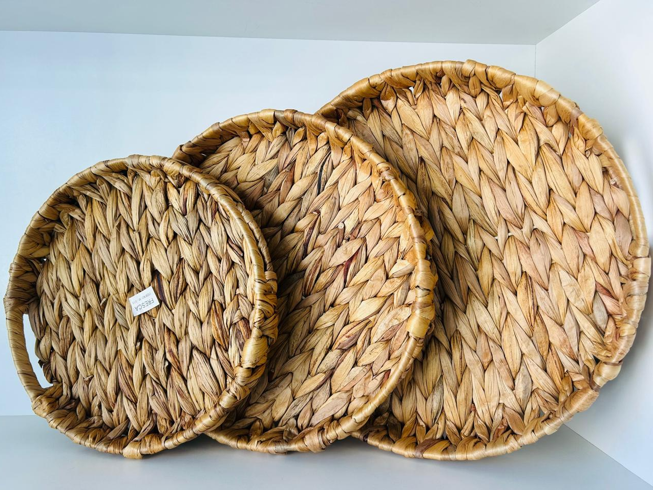 SET X3 DE BANDEJAS DE MIMBRE REDONDAS BAJAS F915 - COD.: 2655