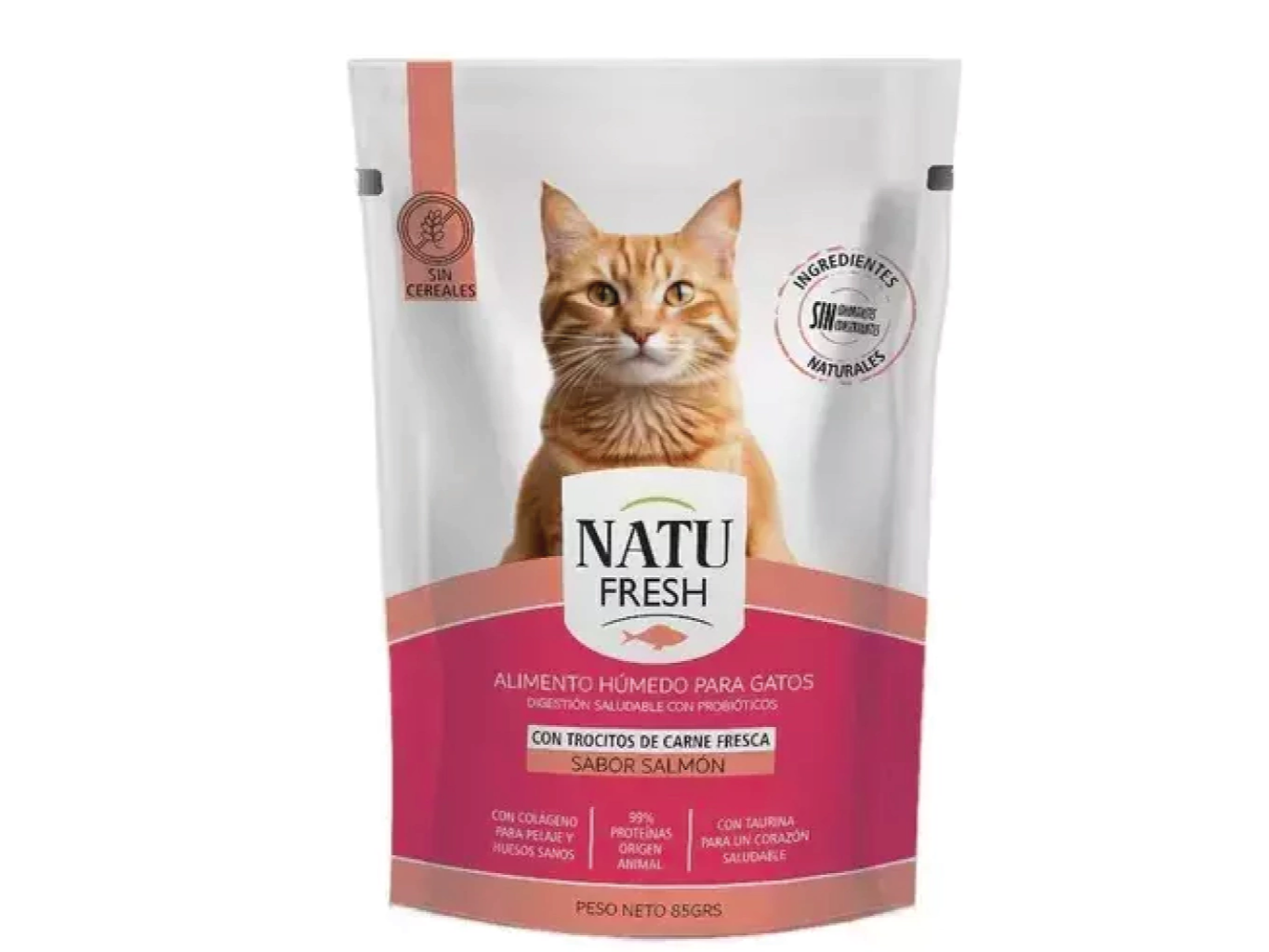 POUCH NATU FRESH GATO ADULTO Y CACHORRO SALMON 15und.