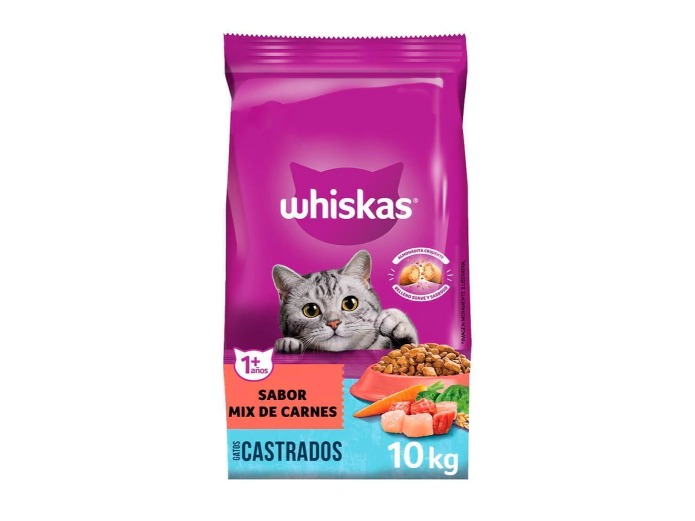 Wiskas gato castrado (mix carne) x 10 KG