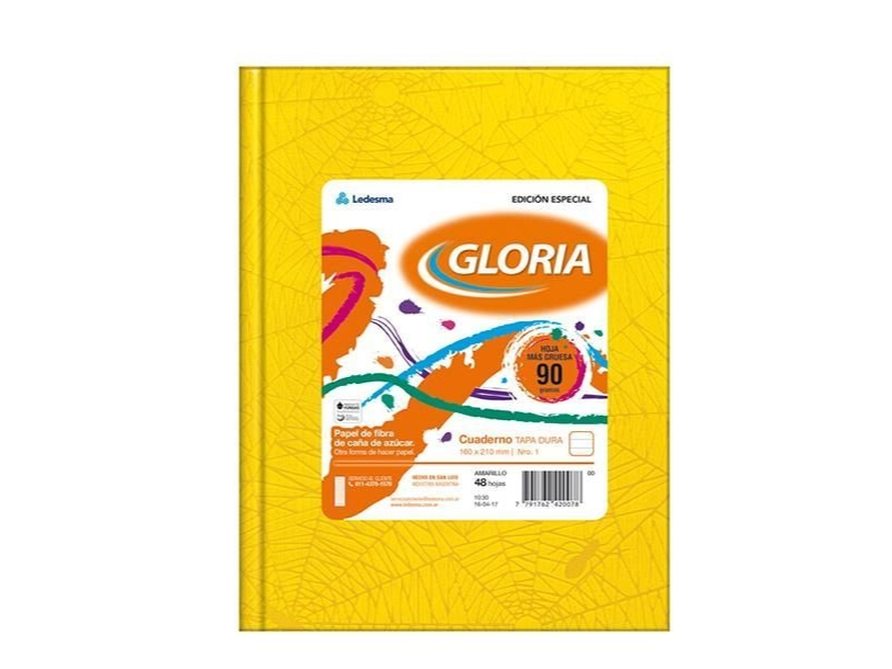 Cuaderno Gloria 16x21 T/D x42 Rayado