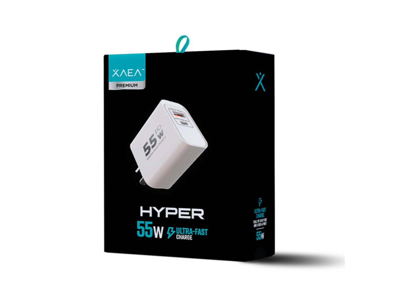 ADAPTADOR 220V XAEA HYPER 55W SALIDA USB + TIPO C