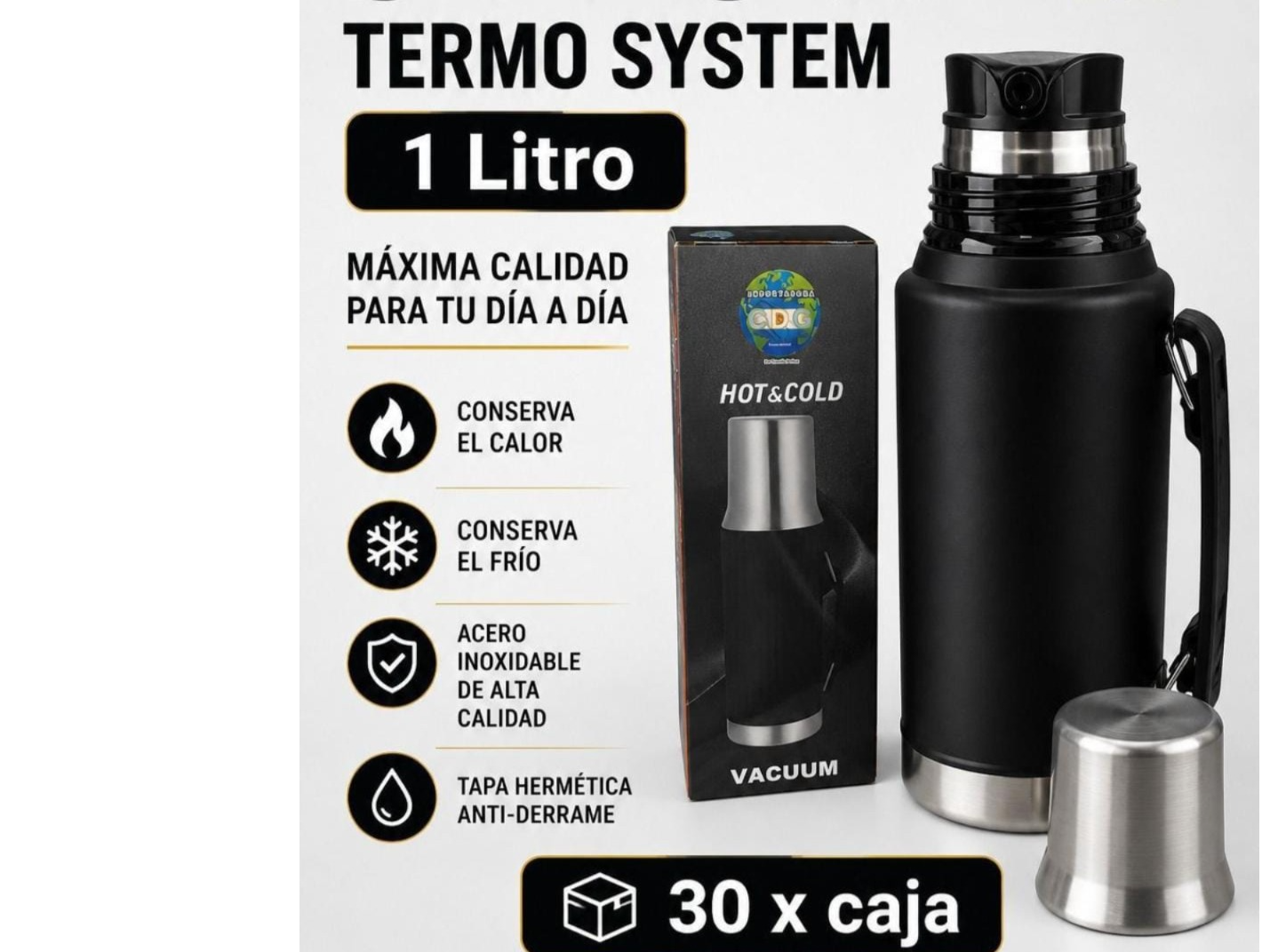Termo tipo Stanley 1.2L Negro 30  unidades (Copia)